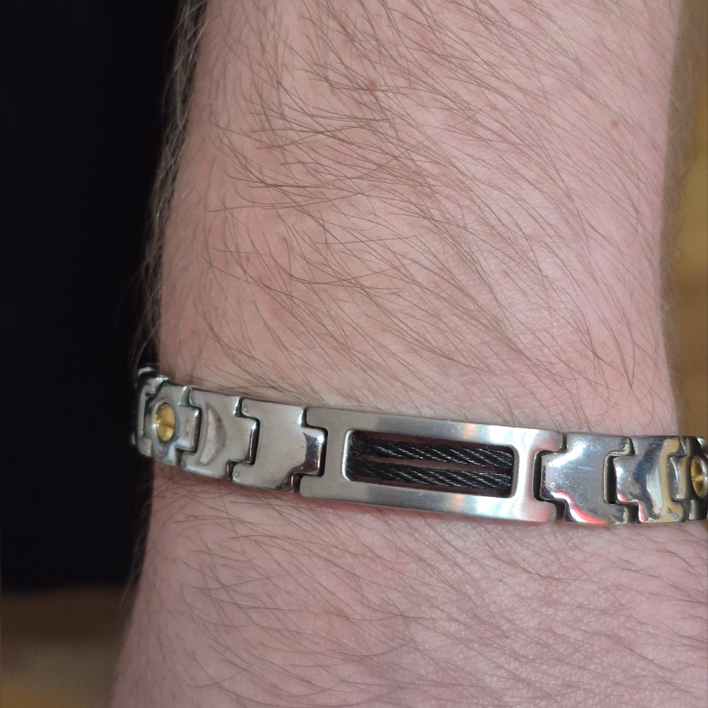 Stainless Steel and Gold Men's Bracelet